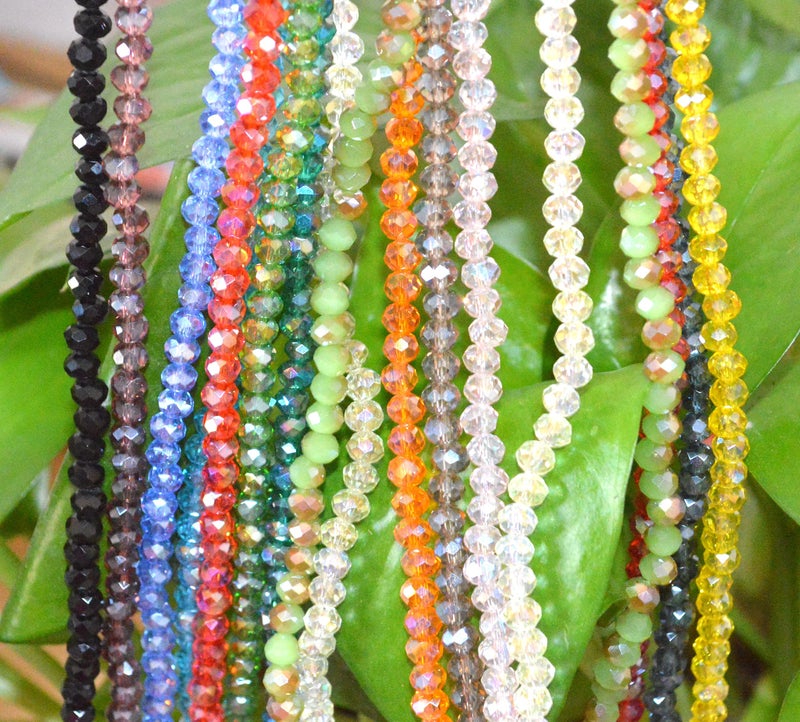Catoterm Catotrem Faceted Glass Crystal Beads Strands Briolette Rondelle Crystal Beads Spacer for Jewelry Making 15 Colors 2100pcs 4MM - Image 2
